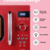 COMFEE' Retro Microwave Oven, 0.7 Cu.Ft, 700W, Red, 9 Preset Menus
