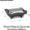 Hamilton Beach Panini Press, Sandwich Maker & Electric Indoor Grill | Floating Hinge Evenly Cooks Any Sandwich | Locking Lid | PFAS-Free Non-Stick 8" x 10" Grids | Chrome Hamilton Beach Panini Press, Sandwich Maker & Electric Indoor Grill | Floating Hinge Evenly Cooks Any Sandwich | Locking Lid | PFAS-Free Non-Stick 8" x 10" Grids | Chrome