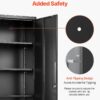 VEVOR Metal Storage Cabinet, Lockable Steel Garage Cabinet with Magnetic Doors and Adjustable Shelves, 2 Keys, 5-Tiers Tall Tool Locker for Home, Office, School, Pantry, Warehouse, Laundry, Black