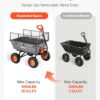 VEVOR 10 Cu.Ft 1200LBS Poly Garden Cart Dump Wagon, Heavy Duty Wheelbarrow with Convertible Handle and 13" Flat Free Tires, Outdoor Yard Wagon ATV Trailer Dump Cart Tow Behind for Lawn Mower Tractor