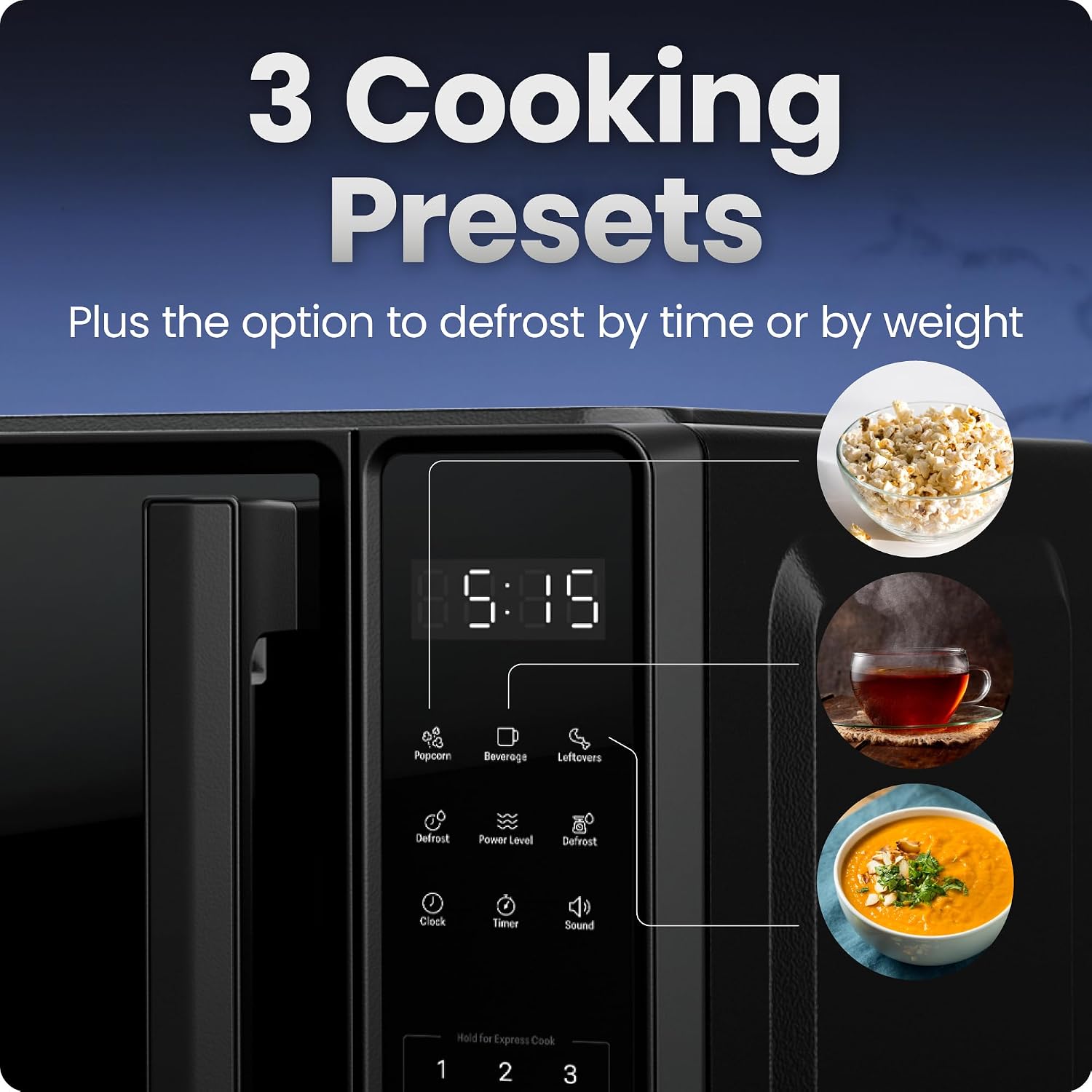 Chefman Countertop Microwave Oven 0.7 Cu. Ft., 700 Watts with 10 Power Levels, 6 Cooking Presets with One-Touch Express Cook, Eco Mode, Child Safety Lock, & Mute Button - Black Chefman Countertop Microwave Oven 0.7 Cu. Ft., 700 Watts with 10 Power Levels, 6 Cooking Presets with One-Touch Express Cook, Eco Mode, Child Safety Lock, & Mute Button - Black - Image 3