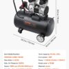 VEVOR Air Compressor, 15 Gallon Steel Tank, 2HP 5.3 CFM@90 PSI Oil Free Air Compressor & Max. 125PSI Pressure, 78dB Ultra Quiet Portable Compressor, for Auto Repair, Tire Inflation, Spray Painting VEVOR Air Compressor, 15 Gallon Steel Tank, 2HP 5.3 CFM@90 PSI Oil Free Air Compressor & Max. 125PSI Pressure, 78dB Ultra Quiet Portable Compressor, for Auto Repair, Tire Inflation, Spray Painting