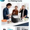 EUHOMY Countertop Ice Maker Machine with Handle, 26lbs in 24Hrs, 9 Ice Cubes Ready in 6 Mins, Auto-Cleaning Portable Ice Maker with Basket and Scoop, for Home/Kitchen/Camping/RV. (Black)