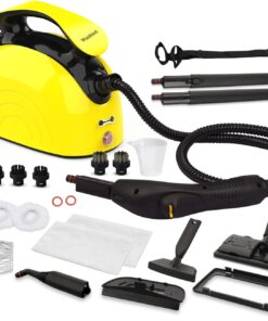 Steam Cleaner, Multipurpose Powerful Steamer with 21 Accessories, 248°F High-Temperature Steam for Floors, Grout, Tiles, Carpet, Cars - Portable 1.08L Tank, Child Lock, Chemical-Free Cleaning (Yellow)