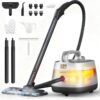 Steam Cleaner, 293°F 58 PSI Powerful Multipurpose Handheld Steam Mop for Home Use, 21 Attachments, 50Oz Capacity, Heavy Duty Steamer for Carpets, Floors, Cars, Tiles, Crack Cleaning, Moon Silver