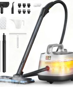 Steam Cleaner, 293°F 58 PSI Powerful Multipurpose Handheld Steam Mop for Home Use, 21 Attachments, 50Oz Capacity, Heavy Duty Steamer for Carpets, Floors, Cars, Tiles, Crack Cleaning, Moon Silver