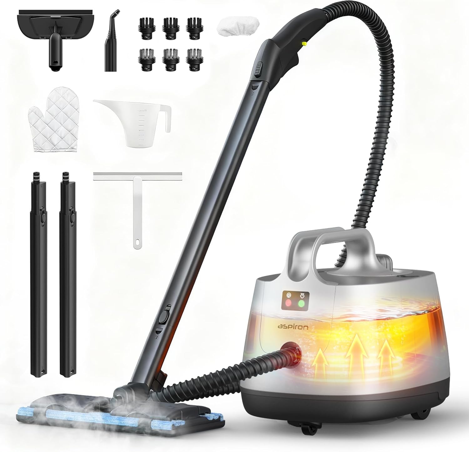Steam Cleaner, 293°F 58 PSI Powerful Multipurpose Handheld Steam Mop for Home Use, 21 Attachments, 50Oz Capacity, Heavy Duty Steamer for Carpets, Floors, Cars, Tiles, Crack Cleaning, Moon Silver Steam Cleaner, 293°F 58 PSI Powerful Multipurpose Handheld Steam Mop for Home Use, 21 Attachments, 50Oz Capacity, Heavy Duty Steamer for Carpets, Floors, Cars, Tiles, Crack Cleaning, Moon Silver