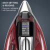 Rowenta Iron, Focus Excellence Stainless Steel Soleplate Steam Iron for Clothes, Retractable Cord, 400+ Microsteam Holes, Powerful steam, LED Display, 1750 W Ironing Clothes, Cordreel, Red DW5433