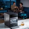 EUHOMY 2.2'' Clear Ice Cube Maker Countertop with APP, 2 Square Ice Ready in 27 Mins for Whiskey, Slow-Melting & Self-Cleaning, 110 Pcs/Day, 24H Timer, Clear Ice Maker with Ice Tong for Home/Bar