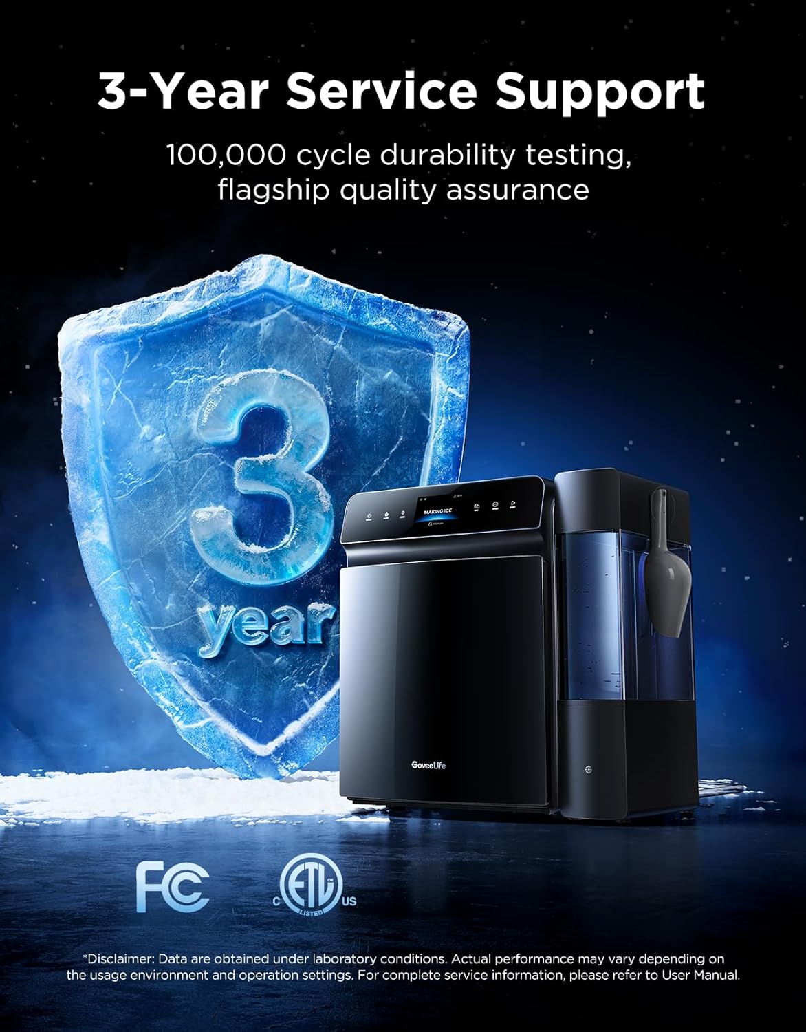 GoveeLife Smart Countertop Ice Maker 2 Pro, 3 Mins 9 Ice Cubes with 3 Sizes | 47lbs Daily, 40dB Quiet, Smart Pre-Cooling, App & Voice Control, Self-Clean, Dual Water Tanks for Home, Coffee, Party, Office GoveeLife Smart Countertop Ice Maker 2 Pro, 3 Mins 9 Ice Cubes with 3 Sizes | 47lbs Daily, 40dB Quiet, Smart Pre-Cooling, App & Voice Control, Self-Clean, Dual Water Tanks for Home, Coffee, Party, Office - Image 7