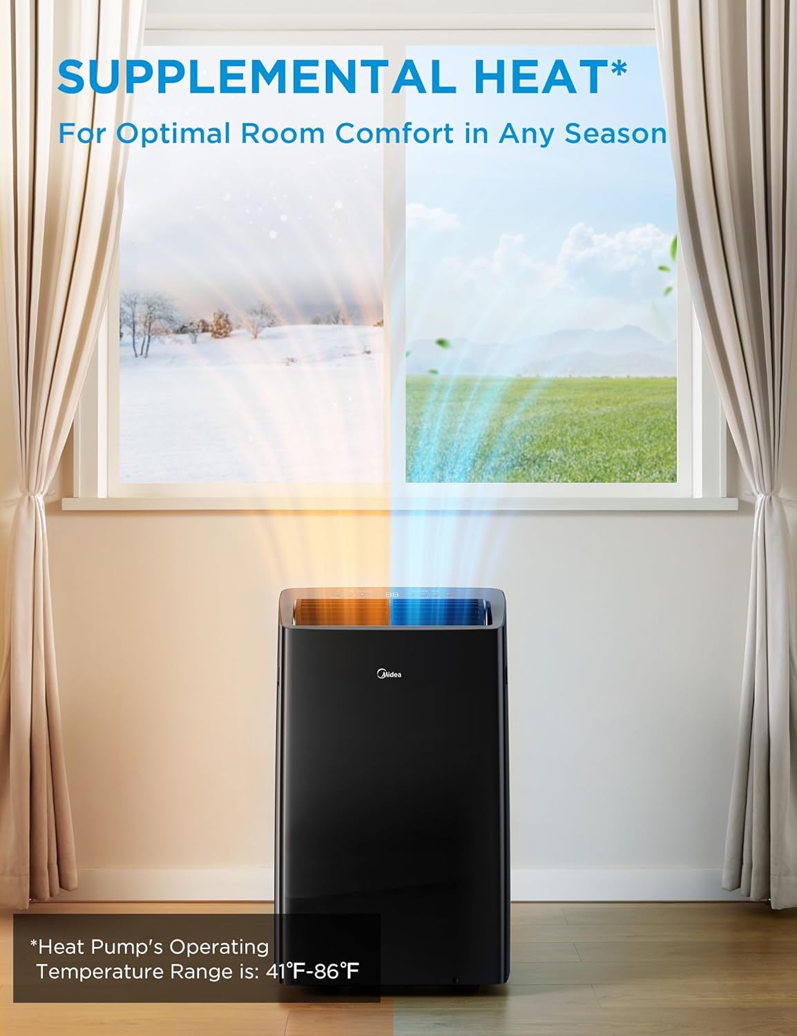 Midea Duo 14,000 BTU (12,000 BTU SACC) High Efficiency Inverter Ultra Quiet Portable Air Conditioner, with Heat up to 550 Sq. Ft., Works with Alexa/Google Assistant, with Remote Control & Window Kit" Midea Duo 14,000 BTU (12,000 BTU SACC) High Efficiency Inverter Ultra Quiet Portable Air Conditioner, with Heat up to 550 Sq. Ft., Works with Alexa/Google Assistant, with Remote Control & Window Kit" - Image 2
