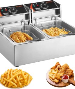 VEVOR Commercial Deep Fryer, Dual Tank 3000W Electric Countertop Fryer with Basket, 2 x 9.1Qt/8.6L Double Stainless Steel Oil Fryer, with Temp Control & Overheat Protection, for Kitchen Restaurant Use