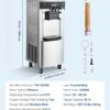 VEVOR Commercial Ice Cream Machine, 20-28L/H Yield, 2200W 3-Flavor Freestanding Soft Serve Ice Cream Maker with 2 x 6L Hoppers & Hopper Agitation, Pre-Cooling Self-Cleaning for Snack Dessert Shops