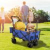 VEVOR Collapsible Wagon with Canopy, 220lbs Foldable Wagon, Beach Wagon Cart with Big Wheels and Canopy with Adjustable Push Pulling Handles VEVOR Collapsible Wagon with Canopy, 220lbs Foldable Wagon, Beach Wagon Cart with Big Wheels and Canopy with Adjustable Push Pulling Handles