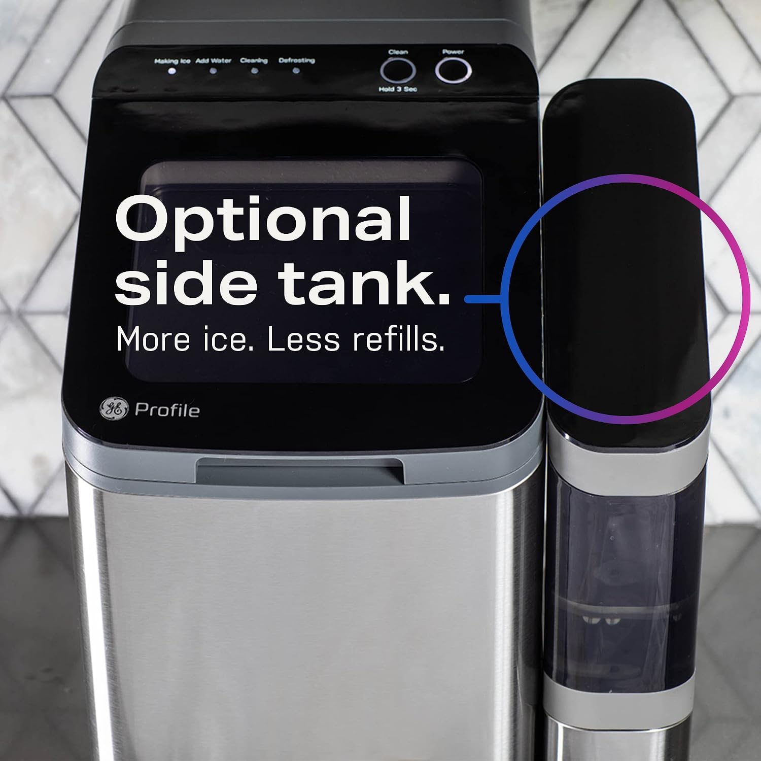 GE Profile Opal 1.0 Countertop Nugget Ice Maker | Chewable nugget ice, 34 lbs/day, First batch in 10 min, 3 lb bin, Flip-top lid, .5 Gallon Built-in Tank, Stainless Steel GE Profile Opal 1.0 Countertop Nugget Ice Maker | Chewable nugget ice, 34 lbs/day, First batch in 10 min, 3 lb bin, Flip-top lid, .5 Gallon Built-in Tank, Stainless Steel - Image 8