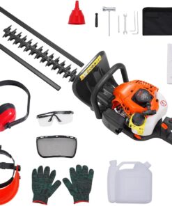 VEVOR Gas Hedge Trimmer 2 Cycle, 23.2-Inch 26cc Dual Sided Blade, Handheld, Lightweight, EPA, CE, EMC Certified, Ideal for Trimming Shrubs and Bushes, Includes Blade Cover, Gloves and Ear Protectors