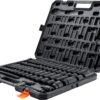 VEVOR 1/2" Drive Impact Socket Set 65 Piece, 3/8" to 1-1/4" and 10-24mm | SAE and Metric, 6 Point Cr-V Alloy Steel, Easy-to-Read Size Markings, Rugged Construction, with Storage Case, for Auto Repair