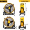 DEWALT Drum Fan High-Velocity Industrial, Drum, Floor, Barn, Warehouse Fan, Heavy Duty Air Mover with Adjustable Tilt & Large Wheel, 24", Yellow DXF2490