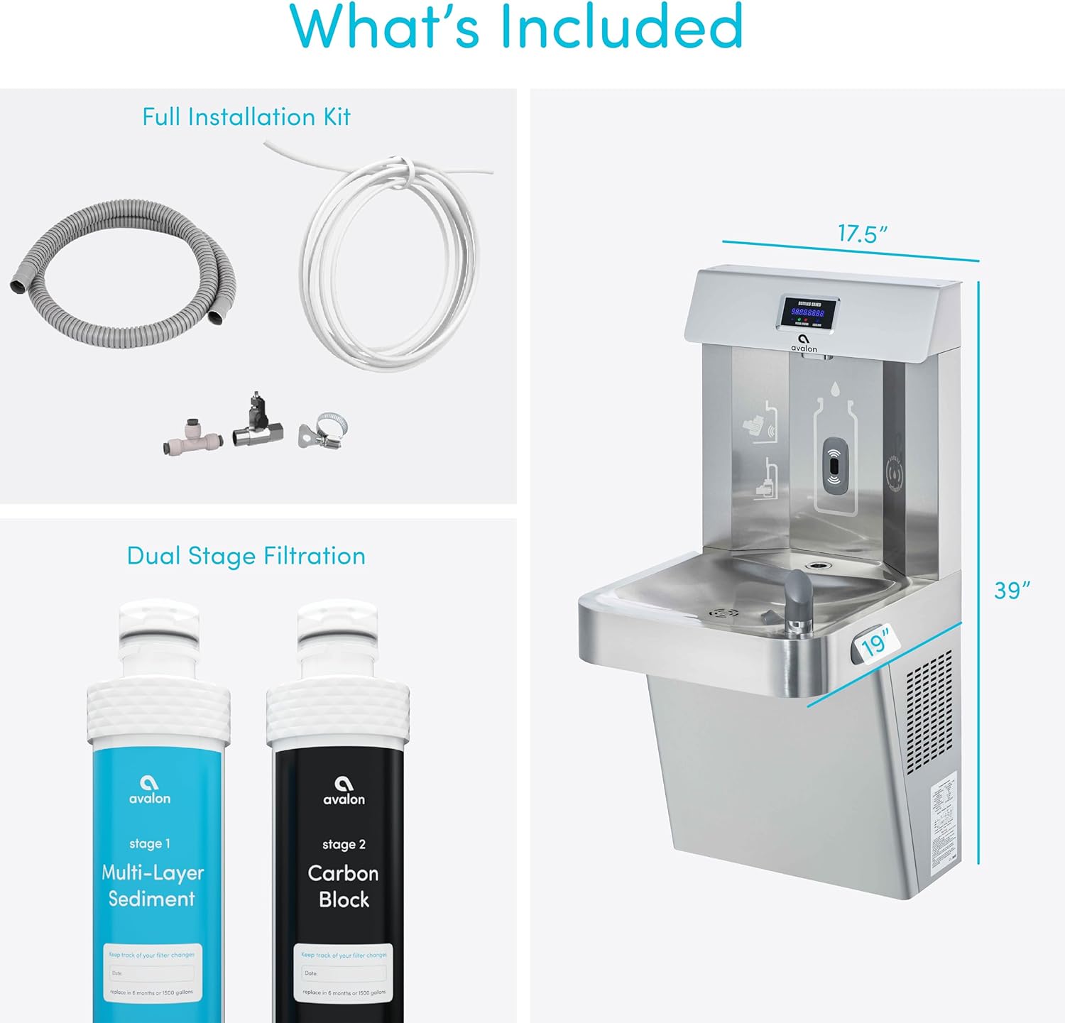 Avalon Wall Mounted Water Fountain with Bottle Filling Station, High Capacity Cooling, Sensor Dispensing, Self Cleaning, Digital Bottle Counter Display, Dual Filtration, ADA Compliant Avalon Wall Mounted Water Fountain with Bottle Filling Station, High Capacity Cooling, Sensor Dispensing, Self Cleaning, Digital Bottle Counter Display, Dual Filtration, ADA Compliant - Image 4