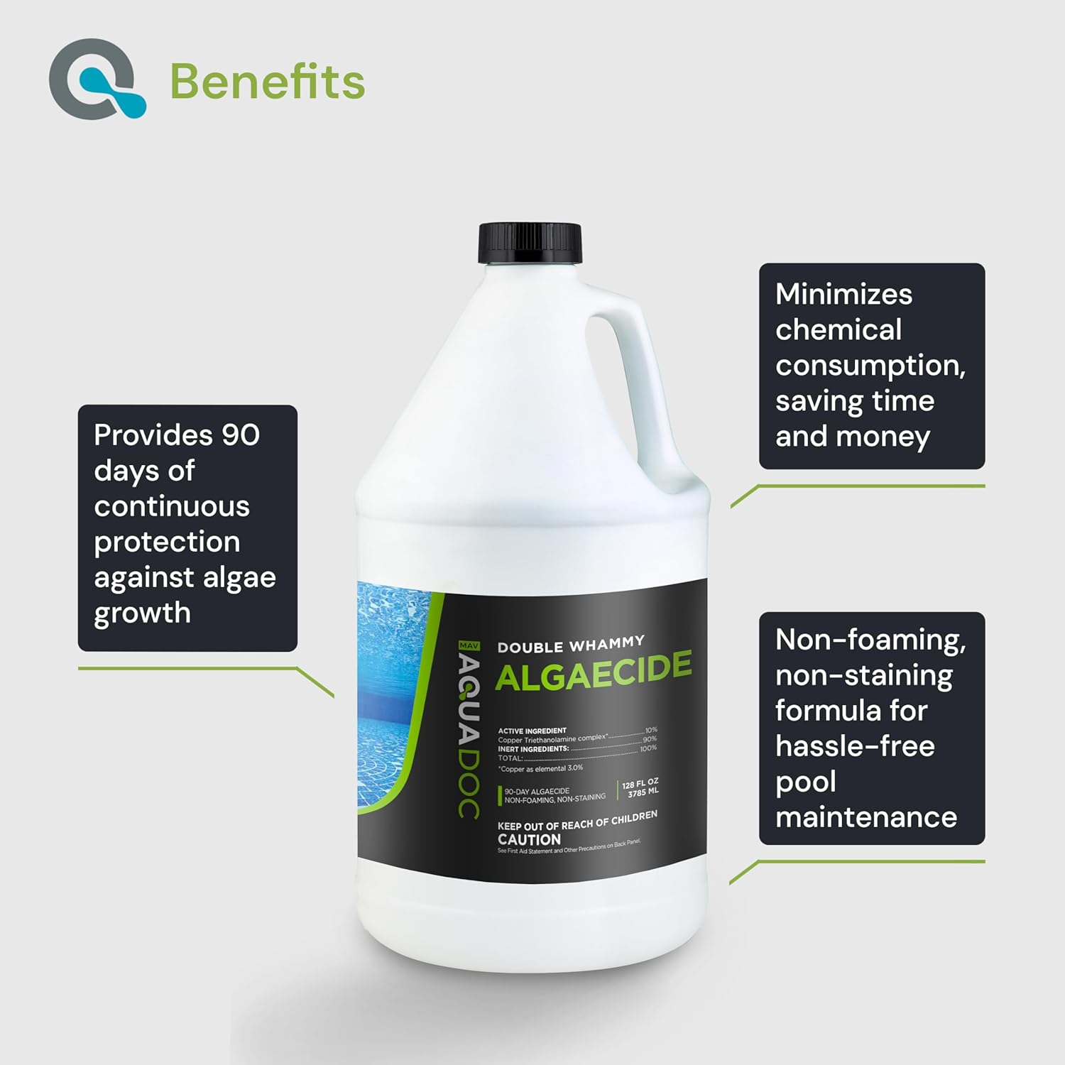 Copper Pool Algaecide for Swimming Pools - 128 oz - 90 Day Algaecide for Inground & Above Ground Pools, Helps Prevent & Remove Green, Mustard, Black Algae - AquaDoc Copper Pool Algaecide for Swimming Pools - 128 oz - 90 Day Algaecide for Inground & Above Ground Pools, Helps Prevent & Remove Green, Mustard, Black Algae - AquaDoc - Image 3