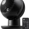 IRIS USA WOOZOO Air Circulator Fan with Remote, Oscillating Table Fan, 8 Speeds, 82ft Max Air Distance, 65° Tilt, Ultra Quiet DC Motor, Small Desk Fan for Bedroom, Office, Dorm, Black
