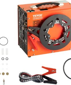 VEVOR PCP Air Compressor, 4500PSI/30Mpa Portable PCP Airgun Compressor with Built-in Power Converter, Auto-Stop | DC12V/AC120V | Oil & Water-Free Air Rifle, Paintball and Scuba Tank Compressor Pump