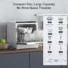 BLITZHOME Portable Dishwasher Countertop, WIFI Smart Dishwasher, Compact Dishwashers with 5L Built-in Water Tank, 6 Programs, 360° Dual Spray, High-Temp& Air-Dry Function, Fruit Cleaning