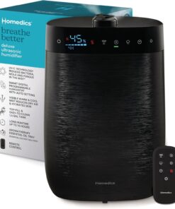 Homedics Deluxe Ultrasonic Humidifier for Large Rooms, Warm or Cool Mist | UV-C Technology, 1.5-Gallon Top Fill Tank, Smart Digital Programmable Humidistat, Home Dry Air Relief, Aromatherapy