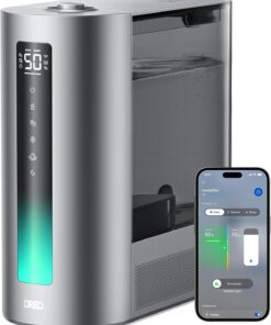 DREO 6L Smart Humidifiers for Bedroom, Warm & Cool Mist for Large Room | 60-Hour Quiet Runtime, 500ML/H Output, Smart Humidity Sensor, Indicator Light, App Control, Works with Alexa & Google, Silver