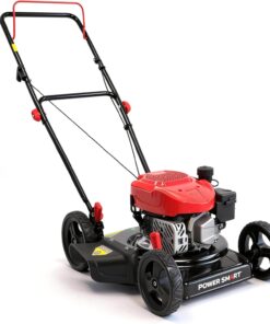 PowerSmart EasyCut 18-Inch Gas Lawn Mower, 144cc 4-Cycle Engine, Walk-Behind Push Lawn Mower, Side Discharge, 5-Position Height Adjustment, Ideal for Small Yards