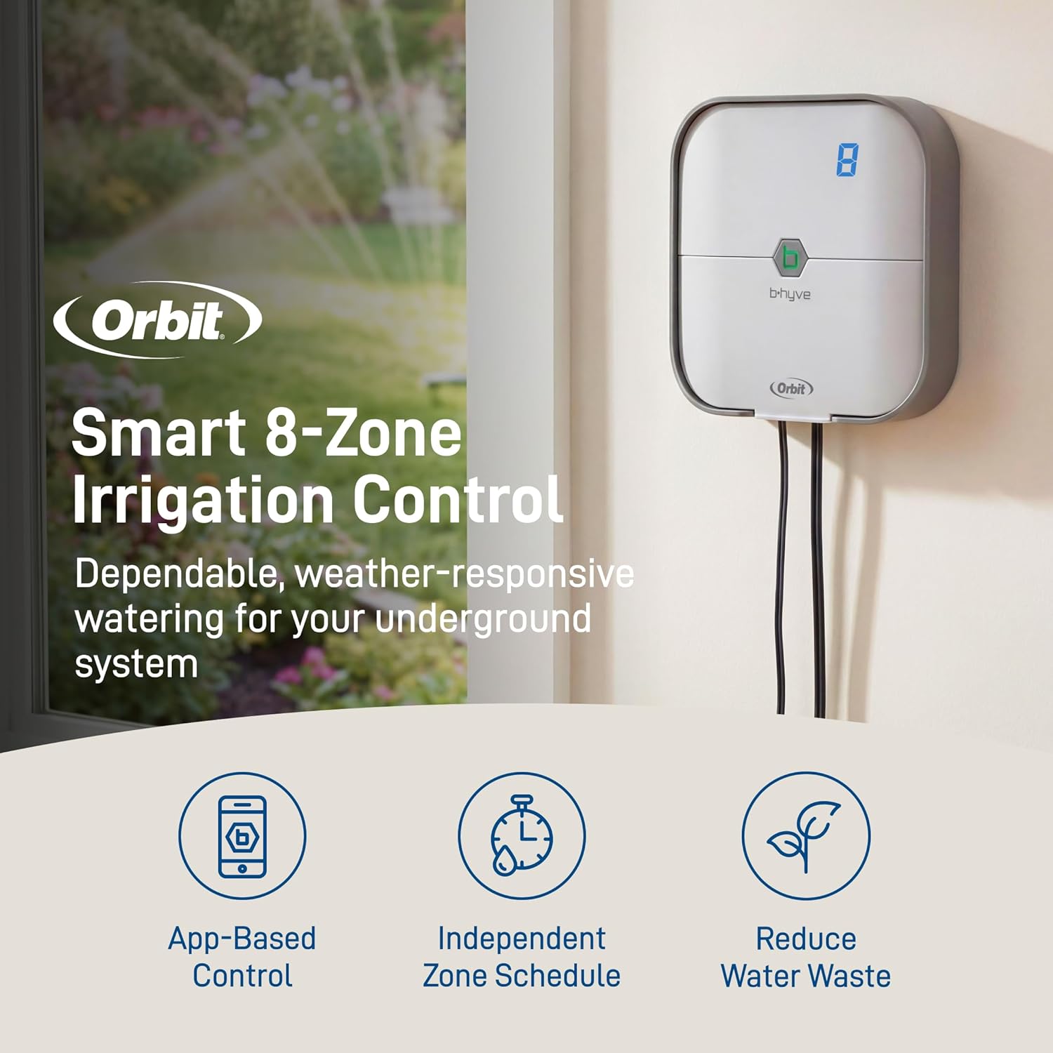 Orbit B-hyve Indoor Smart Sprinkler Controller - 8-Zone - WiFi Irrigation Controller - App Controlled Irrigation with Weather Adjustment - Easy Installation Smart Home Ready Device - 57925 Orbit B-hyve Indoor Smart Sprinkler Controller - 8-Zone - WiFi Irrigation Controller - App Controlled Irrigation with Weather Adjustment - Easy Installation Smart Home Ready Device - 57925 - Image 2