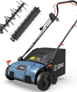 SENIX 13 Amp 15-Inch 2-in-1 Electric Dethatcher and Scarifier with 13.2-Gal Collection Bag,4-Position Depth Adjustment,Walk Behind for Lawn Garden Care Removing Thatch,Quick-Fold(SCE13-M)
