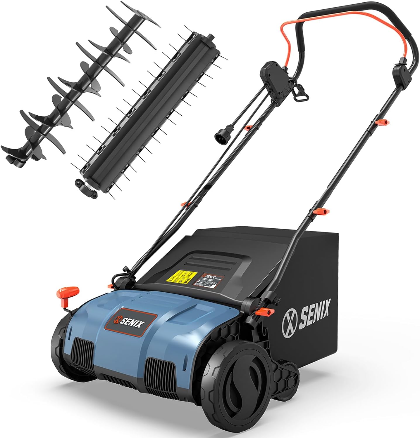 SENIX 13 Amp 15-Inch 2-in-1 Electric Dethatcher and Scarifier with 13.2-Gal Collection Bag,4-Position Depth Adjustment,Walk Behind for Lawn Garden Care Removing Thatch,Quick-Fold(SCE13-M) SENIX 13 Amp 15-Inch 2-in-1 Electric Dethatcher and Scarifier with 13.2-Gal Collection Bag,4-Position Depth Adjustment,Walk Behind for Lawn Garden Care Removing Thatch,Quick-Fold(SCE13-M)