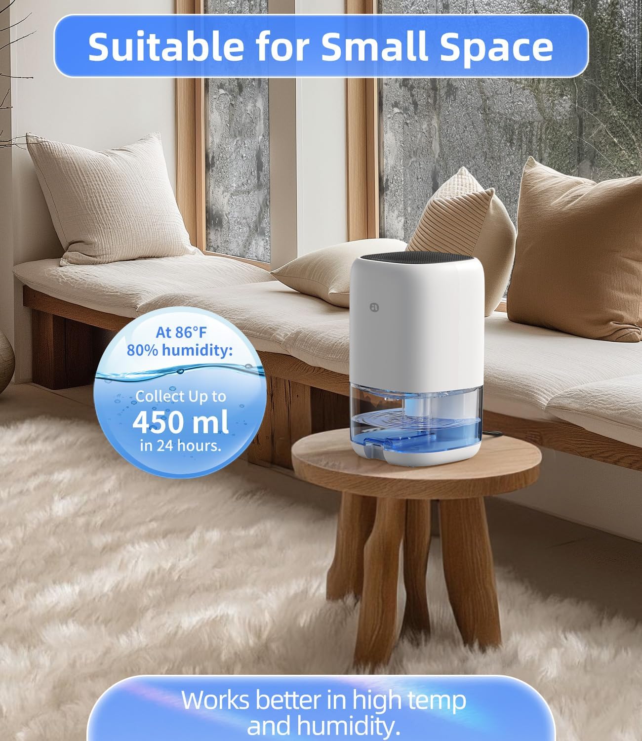 TABYIK 35 OZ Dehumidifier for Bedroom RV, Quiet with Auto Shut Off, White | 280 Sq.Ft Small Dehumidifiers for Home Bathroom Closet, 7 Color Light, 28dB Ultra Quiet, 35OZ Water Tank TABYIK 35 OZ Dehumidifier for Bedroom RV, Quiet with Auto Shut Off, White | 280 Sq.Ft Small Dehumidifiers for Home Bathroom Closet, 7 Color Light, 28dB Ultra Quiet, 35OZ Water Tank - Image 3