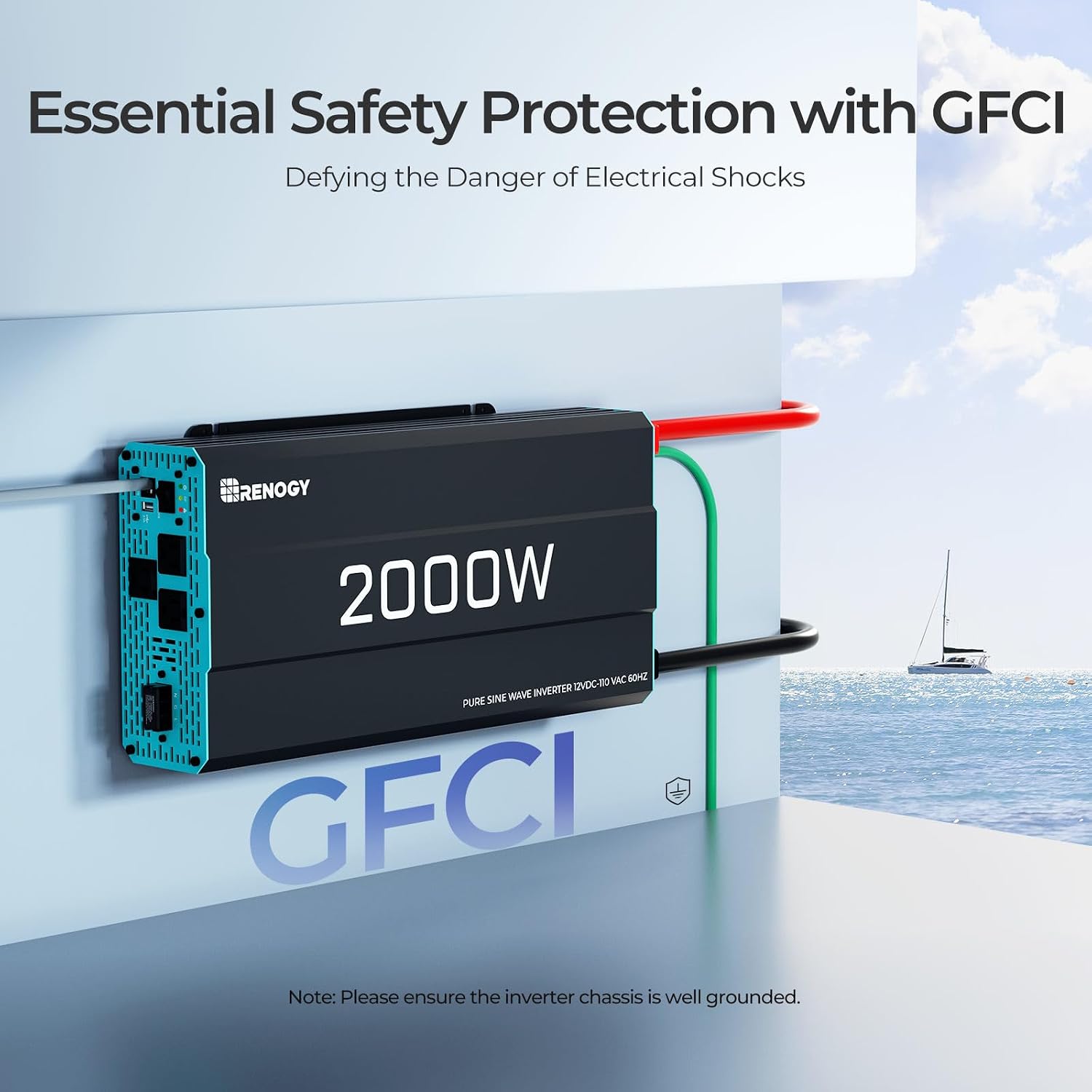 Renogy Inverter P2 2000W Pure Sine Wave Inverter 12V DC to 110V AC Converter, Off-Grid Solar Power Inverters for Vehicles, Truck, RV, Home, with Built-in 5V/2.1A USB / Hardwire Port, Remote Controller Renogy Inverter P2 2000W Pure Sine Wave Inverter 12V DC to 110V AC Converter, Off-Grid Solar Power Inverters for Vehicles, Truck, RV, Home, with Built-in 5V/2.1A USB / Hardwire Port, Remote Controller - Image 5