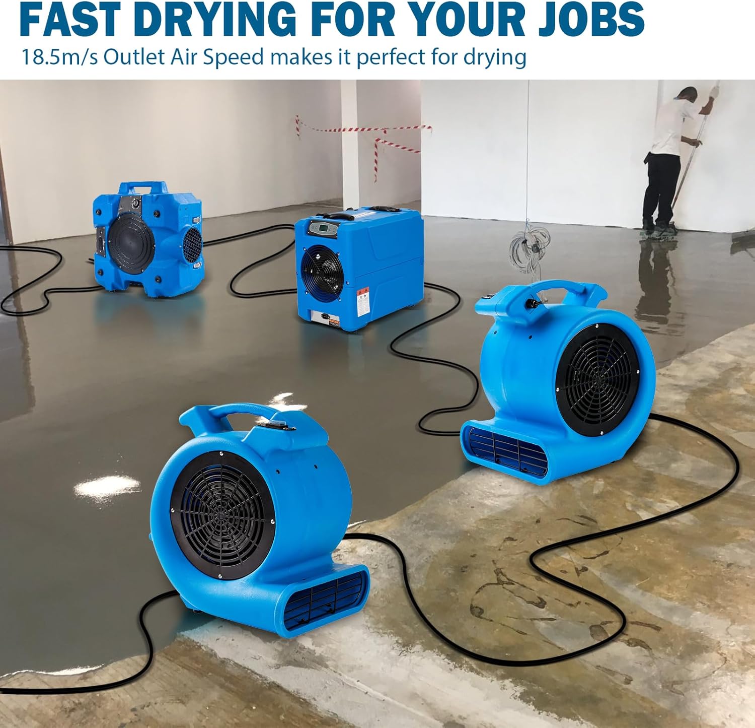 Mounto 1/2hp Air Mover Floor Drying Blower Fan - Powerful 1/2HP Motor Carpet Dryer, 2200 CFM Air Flow, Lightweight Design, 2-Speed Settings for Drying, Cooling & Circulation Mounto 1/2hp Air Mover Floor Drying Blower Fan - Powerful 1/2HP Motor Carpet Dryer, 2200 CFM Air Flow, Lightweight Design, 2-Speed Settings for Drying, Cooling & Circulation - Image 7