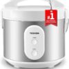 TOSHIBA Rice Cooker & Steamer Simple 5.5 Cup(Uncooked) with Steaming Basket, Removable Non-Stick Inner Pot & Inner Lid, for Soups, Stews, Grains&Oatmeal, One Touch&Keep Warm Function, Silvery White