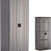 Suncast Tall Storage Cabinet for Garage Organization - 72" Freestanding Utility Closet with Shelving for Garden Supplies, Paint Cans & Outdoor Tools, Multi-Wall Resin Construction, Platinum