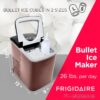 FRIGIDAIRE - Stainless Steel Countertop Ice Maker Machine with 26 lb Capacity | Ice Machine Makes 9 Cubes Every 7-15 Minutes | Portable Ice Maker for Countertop with Ice Shovel & Drain Plug
