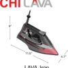 CHI Steam Iron for Clothes with Vertical Steam Burst, Lava Infused Ceramic Soleplate, 300+ Steam Holes, 1700 Watts, 3-Way Auto Shutoff, XL 10' Cord, Black