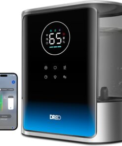 DREO 8L Smart Humidifier Large Room, 80H Runtime, Warm & Cool Mist, HM717S | Up to 600ft², Precise Humidity Control, 1500+RGB Light, 28dB, Humidifiers for Bedroom, Plants, Baby, Supports APP/Voice/Alexa, Silver