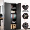VEVOR Metal Storage Cabinet, 72.6 in Rolling Steel Garage Cabinet with 4 Adjustable Shelves, 2 Magnetic Doors & 2 Keys, 5 Tiers Lockable Tool Storage for Pantry, Warehouse, Basement, Office, Black