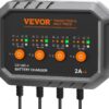 VEVOR Smart Battery Charger, 2A x 4, LiFePO4 Lead-Acid (AGM/Gel/SLA) Car Battery Charger, Fully-Automatic Charger Maintainer Desulfator for Boat Motorcycle Lawn Mower Golf Cart Marine Deep Cycle