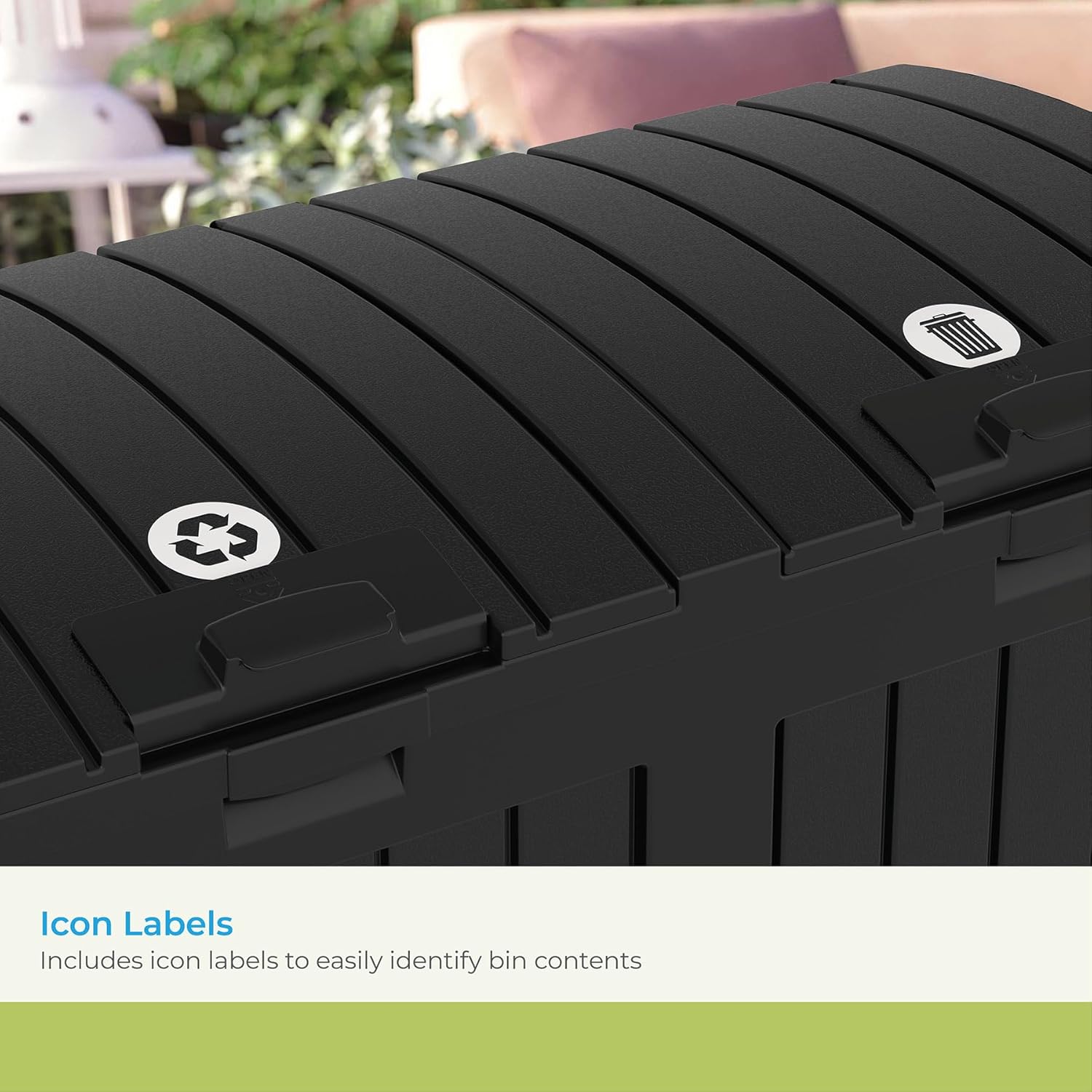 Suncast Dual Trash Hideaway Cabinet for Garbage and Recycle Bags, Discrete Outdoor Trash Cabinet with Concealed Trash Bag Holders, Holds Two 33-Gal. Bags, Made in the USA Suncast Dual Trash Hideaway Cabinet for Garbage and Recycle Bags, Discrete Outdoor Trash Cabinet with Concealed Trash Bag Holders, Holds Two 33-Gal. Bags, Made in the USA - Image 4