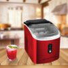 Frigidaire EFIC103 Ice Maker Machine Heavy Duty, 26lb Ice per Day, Red Stainless Steel