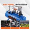 VEVOR 12V Air Compressor with 1.6 Gallon Tank, Train Horn Compressor, 120 psi Working Pressure, Inflating Tires, Air Mattresses
