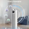 DREO Smart Tower Fan for Bedroom, 40”-45” Adjustable Height, 28 ft/s Velocity, DC Motor, 9 Speeds, 4 Modes, 90°Oscillating, Standing Fan, 20dB Quiet, 12H Timer for Home, Office, Google/Alexa, White