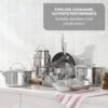 T-fal Gourmet 15-Piece Stainless Steel Pots and Pans Set, Induction Compatible