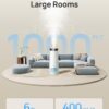 DREO 16L Smart Humidifier Large Room 1000 ft², 130H Runtime, 30dB, Top Fill | Auto Mode, Remote/Touch/Voice & APP Control, Clean Tank Technology, RGB Light, Cool Mist Humidifiers 755S for Bedroom, White