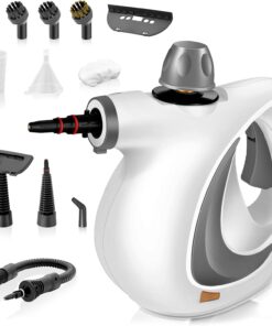 Pressurized Handheld Steam Cleaner for home with 12pcs Accessories & Safety Lock – Multi-Surface Natural Deep Steamer for Cleaning Car, Furniture, Floor, Upholstery, Tile, Grout, Windows(dark gray)